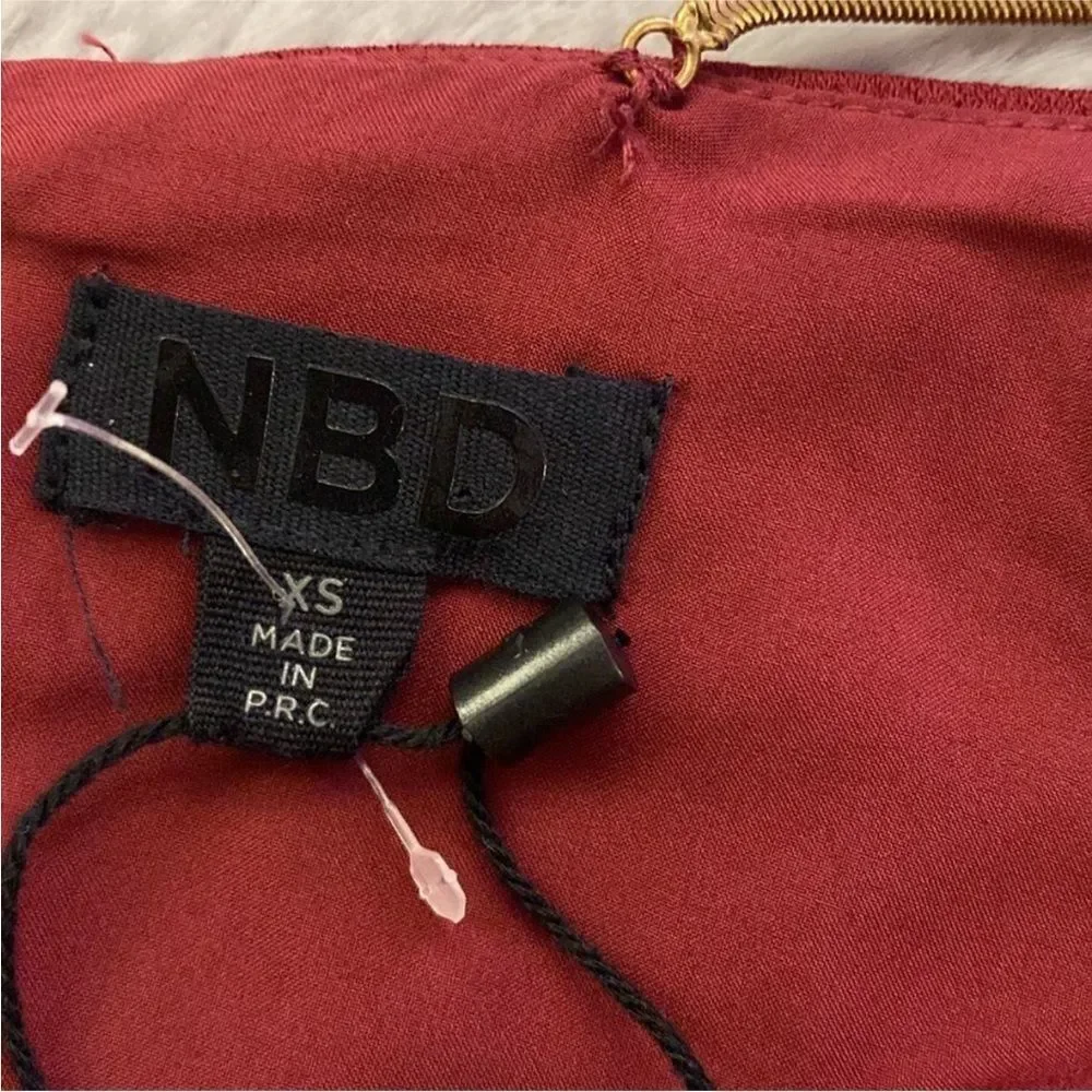 NWT NBD Elegant Backless Red Dress, XS